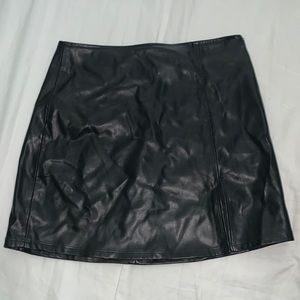 black leather mini skirt